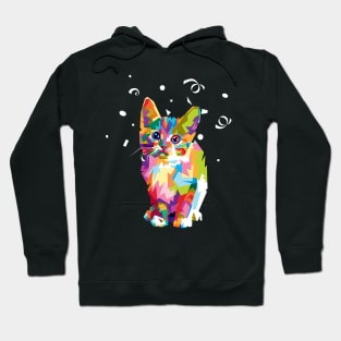 Cute Cat Gift for kitten lovers Colorful Rescue Adoption gift Hoodie